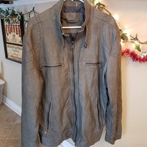 Calvin Klein Grey Vegan Leather Bike Jacket sz L